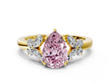Yellow gold Fancy Pink Pear  Cut Solitaire Floral Diamond Ring with Four-Prong Setting_37