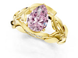 Yellow gold Fancy Pink Pear Cut Solitaire Leaf-Inspired Engagement Ring with Prong Setting_13