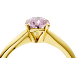 Yellow gold Fancy Pink Pear  Cut Solitaire Ring with Four-Prong Setting on a Classic Band_75