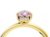 Yellow gold Fancy Pink Pear  Cut Solitaire Ring with Thin Band and Four-Prong Setting_15