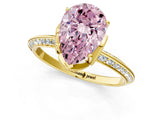 Yellow gold Fancy Pink Pear Cut Solitaire Split Shank Pave Diamond Engagement Ring with Four-Prong Setting_1