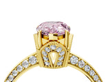 Yellow gold Fancy Pink Pear Cut Solitaire Split Shank Pave Diamond Engagement Ring with Four-Prong Setting_4