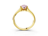 Yellow gold Fancy Pink Pear Cut Solitaire Tension Set Diamond Ring with Split Shank Band_3