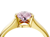 Yellow gold Fancy Pink Pear Cut Solitaire Tension Set Diamond Ring with Split Shank Band_4