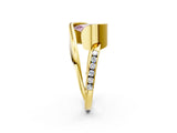 Yellow gold Fancy Pink Pear Cut Solitaire Tension-Set Diamond Split Shank Ring_2