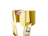 Yellow gold Fancy Pink Pear Cut Solitaire Tension-Set Diamond Split Shank Ring_5