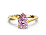 Yellow gold Fancy Pink Pear  Cut Solitaire Twist Band Ring with Four-Prong Setting_20