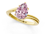Yellow gold Fancy Pink Pear  Cut Solitaire Twist Band Ring with Four-Prong Setting_21