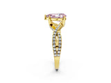 Yellow gold Fancy Pink Pear Cut Solitaire Twist Pave Diamond Engagement Ring with Prong Setting_2