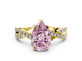 Yellow gold Fancy Pink Pear Cut Solitaire Twist Pave Diamond Engagement Ring with Prong Setting_36