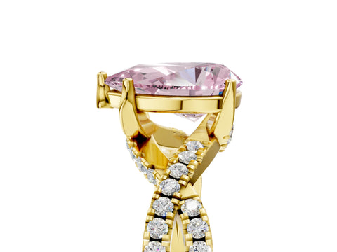 Yellow gold Fancy Pink Pear Cut Solitaire Twist Pave Diamond Engagement Ring with Prong Setting_5