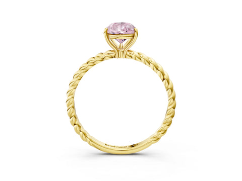 Yellow gold Fancy Pink Pear Cut Solitaire Twisted Band 4-Prong Ring_3