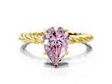 Yellow gold Fancy Pink Pear  Cut Solitaire Twisted Band with Four-Prong Setting_104