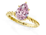 Yellow gold Fancy Pink Pear  Cut Solitaire Twisted Band with Four-Prong Setting_105