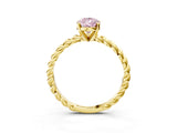 Yellow gold Fancy Pink Pear  Cut Solitaire Twisted Band with Four-Prong Setting_107