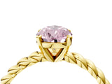 Yellow gold Fancy Pink Pear  Cut Solitaire Twisted Band with Four-Prong Setting_108
