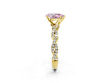 Yellow gold Fancy Pink Pear Cut Solitaire Twisted Pave Band with Four-Prong Setting_5