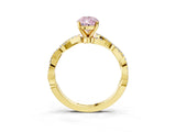 Yellow gold Fancy Pink Pear Cut Solitaire Twisted Pave Band with Four-Prong Setting_6