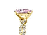 Yellow gold Fancy Pink Pear Cut Solitaire Twisted Pave Band with Four-Prong Setting_8