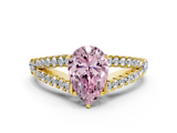Yellow gold Fancy Pink Pear  Cut Split Shank Pave Diamond Engagement Ring with Four-Prong Setting_78