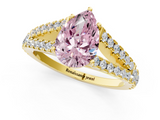 Yellow gold Fancy Pink Pear  Cut Split Shank Pave Diamond Engagement Ring with Four-Prong Setting_79