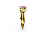 Yellow gold Fancy Pink Pear  Cut Three-Stone Channel Set Ring with Bar Prongs_66