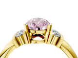 Yellow gold Fancy Pink Pear  Cut Three-Stone Channel Set Ring with Bar Prongs_68