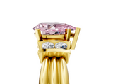 Yellow gold Fancy Pink Pear  Cut Three-Stone Channel Set Ring with Bar Prongs_69