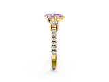 Yellow gold Fancy Pink Pear  Cut Three-Stone Diamond Pavé Band with Prong Setting_19