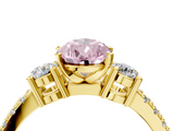 Yellow gold Fancy Pink Pear  Cut Three-Stone Diamond Pavé Band with Prong Setting_21