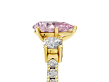 Yellow gold Fancy Pink Pear  Cut Three-Stone Diamond Pavé Band with Prong Setting_22