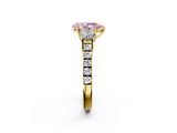 Yellow gold Fancy Pink Pear  Cut Three-Stone Diamond Pave Band with Prong Setting_39