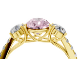 Yellow gold Fancy Pink Pear  Cut Three-Stone Diamond Pave Band with Prong Setting_41