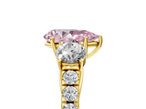 Yellow gold Fancy Pink Pear  Cut Three-Stone Diamond Pave Band with Prong Setting_42