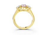 Yellow gold Fancy Pink Pear Cut Three-Stone Diamond Ring with Prong Setting on a Classic Band_15