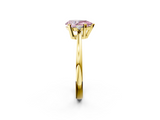 Yellow gold Fancy Pink Pear  Cut Three-Stone Solitaire Ring with Round Accent Diamonds and Four-Prong Setting_21