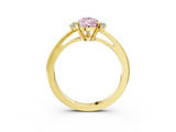 Yellow gold Fancy Pink Pear  Cut Three-Stone Solitaire Ring with Round Accent Diamonds and Four-Prong Setting_22