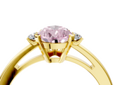 Yellow gold Fancy Pink Pear  Cut Three-Stone Solitaire Ring with Round Accent Diamonds and Four-Prong Setting_23