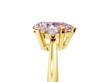 Yellow gold Fancy Pink Pear  Cut Three-Stone Solitaire Ring with Round Accent Diamonds and Four-Prong Setting_24