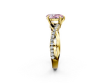 Yellow gold Fancy Pink Pear  Cut Twist Band Solitaire Diamond Ring with Pavé Setting_5