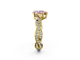 Yellow gold Fancy Pink Pear  Cut Twisted Pavé Band Solitaire Ring with Four-Prong Setting_57