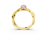 Yellow gold Fancy Pink Pear  Cut Twisted Pavé Band Solitaire Ring with Four-Prong Setting_58