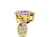 Yellow gold Fancy Pink Pear  Cut Twisted Pavé Band Solitaire Ring with Four-Prong Setting_60