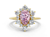 Yellow gold Fancy Pink Pear  Diamond Cluster Halo Ring with Solitaire Band and Four-Prong Setting_20