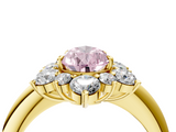 Yellow gold Fancy Pink Pear  Diamond Cluster Halo Ring with Solitaire Band and Four-Prong Setting_24