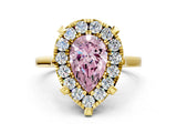 Yellow gold Fancy Pink Pear  Diamond Cluster Halo Solitaire with Four-Prong Setting_76