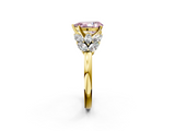 Yellow gold Fancy Pink Pear  Diamond Cluster Leaf Design Ring with Prong Setting_55