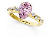 Yellow gold Fancy Pink Pear  Diamond Cluster Prong-Set Solitaire Ring_57