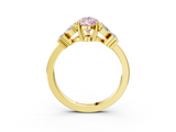 Yellow gold Fancy Pink Pear  Diamond Floral Cluster Ring with Solitaire Band and Prong Setting_29
