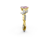 Yellow gold Fancy Pink Pear  Diamond Floral Vine Solitaire Engagement Ring_5